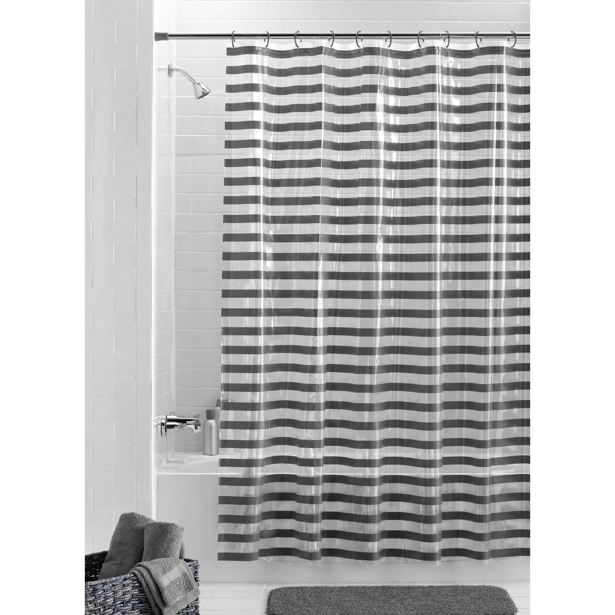 Mainstays Luisa Printed Stripe 70 X 72, Lightweight Shower Curtain