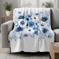 thumbnail image 2 of White Blue Flower Throw Blanket for Couch,Soft Lightweight Flannel Fleece Blanket,Vintage Pastoral Floral Petals Spring Microfiber Plush All Season Decorative Blankets for Sofa Office Travel 40"x50", 2 of 9