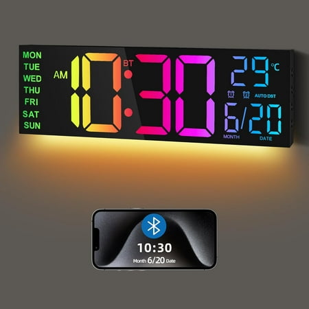 Maxstar Digital Clock for Classroom with Large Numbers - 16 Inch Battery Operated Wall Clock, Easy to Read Display for School, Office, Home Kitchen