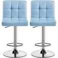 thumbnail image 5 of Topeakmart Modern PU Leather Bar Stools with Tufted Backrest and Footrest, Set of 2, Blue, 5 of 7
