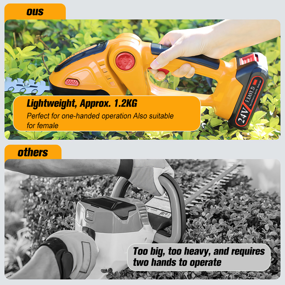 PEPWELL Cordless Grass Shear & Shrubbery Trimmer, 2-in-1 Electric Shrub Trimmer Grass Shears Handheld Grass Cutter, Hedge Shear with 2 PCS Rechargeable Battery and Charger for Garden, Lawn