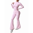 thumbnail image 3 of Women'S Y2K Athletic Yoga Pants Long Sleeve Jacket Two Piece Set Streetwear Casual Outfit Pink S, 3 of 9