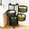 thumbnail image 5 of Fogcroll Kitchen Storage Cart Kitchen Storage Rack,5 Tier Circular Rotating Basket,Large Storage Rack with 360 Degree Wheels,Fruit Vegetable Metal Wire Shelf with Top Lid for Living Room Office Black, 5 of 13
