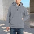thumbnail image 2 of Men’s Pullover Hooded Sweatshirt with Half Zip Front Kangaroo Pocket and Adjustable Drawstring Hood Casual Fit Light Gray 2XL, 2 of 5