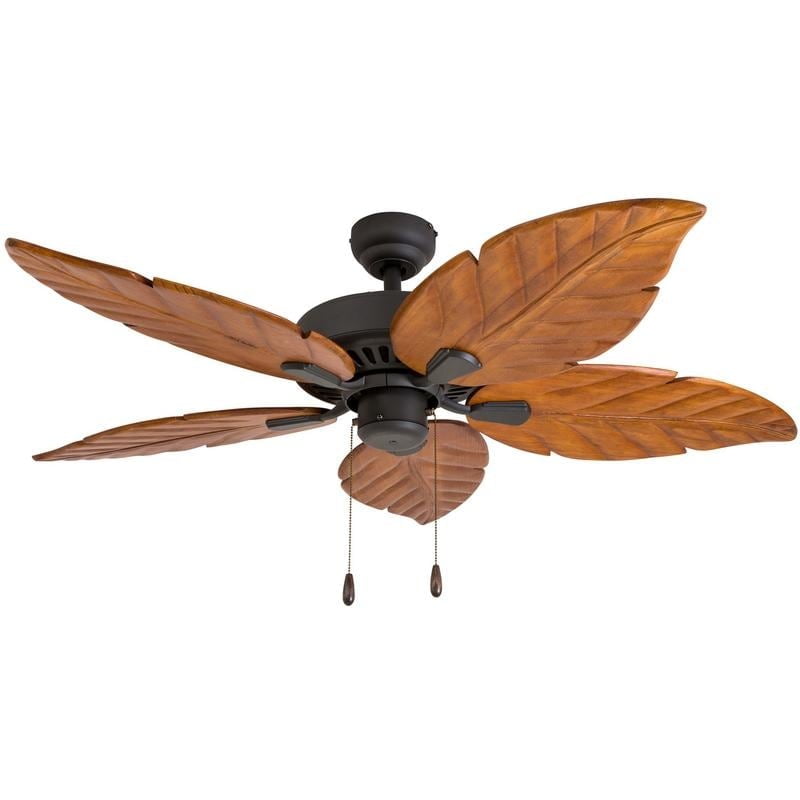 Tropical Bronze Indoor Ceiling Fan, Dark Brown Wood Ceiling Fan