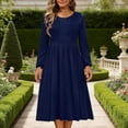 thumbnail image 2 of Dresses for Women, Women Casual Long Sleeve Dresses Empire Waist Knee Length Loose Dress with Pockets, 2 of 7