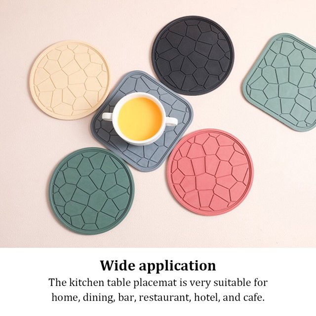 kurtrusly Ensemble de Table Carré en Caoutchouc Anti-Brûlure Résistant à la Chaleur Lavable sous-Verres de Restaurant Tapis d'Isolation pour Pot Tasse Rouge