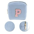 thumbnail image 4 of Unique Bargains 1 Pc Letter P Pattern Makeup Bag for Travel Blue Corduroy, 4 of 6