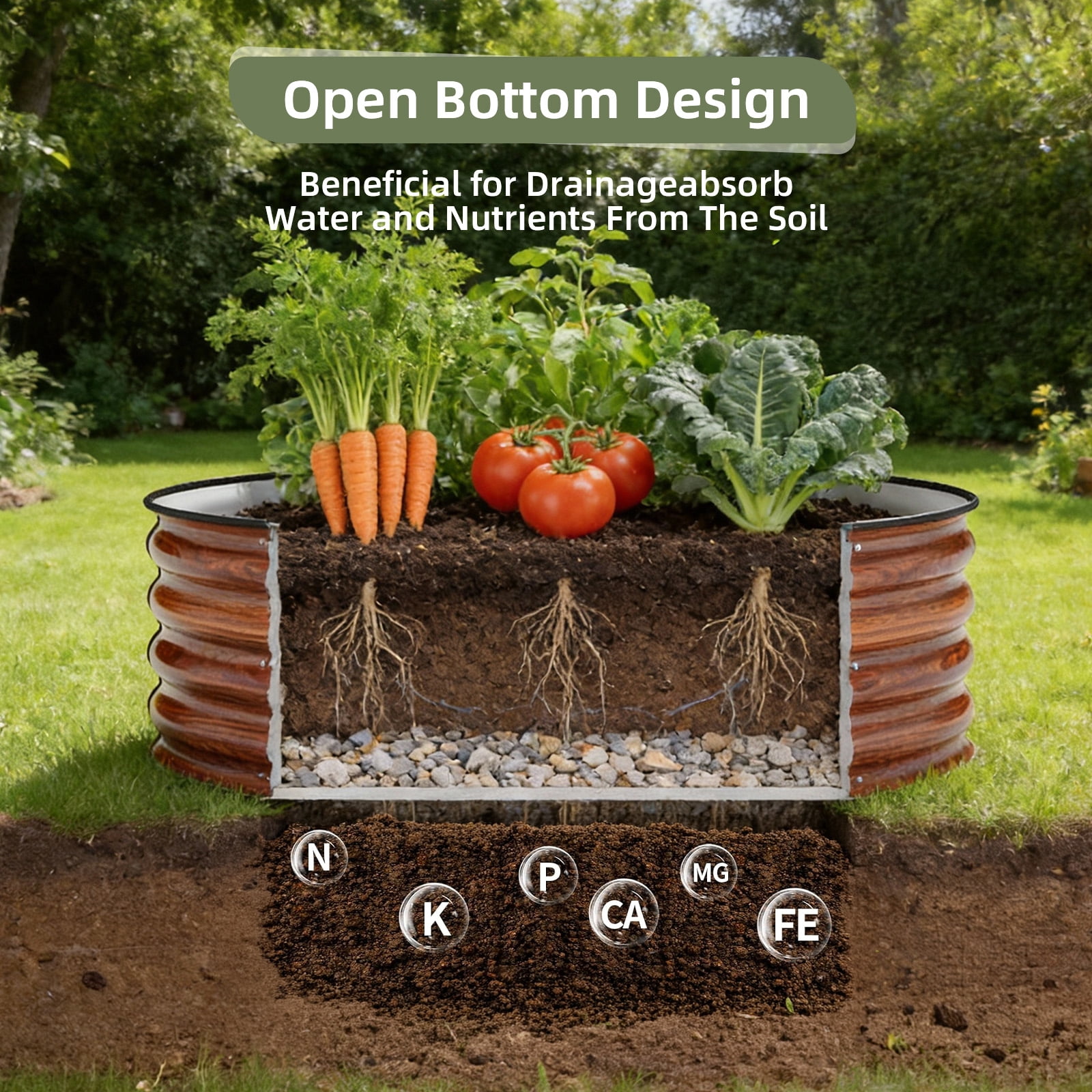 Vebreda Raised Garden Bed Outdoor 3Pcs 4ft Metal Garden Bed for Vegetables Flowers and Herbs Planter Box
