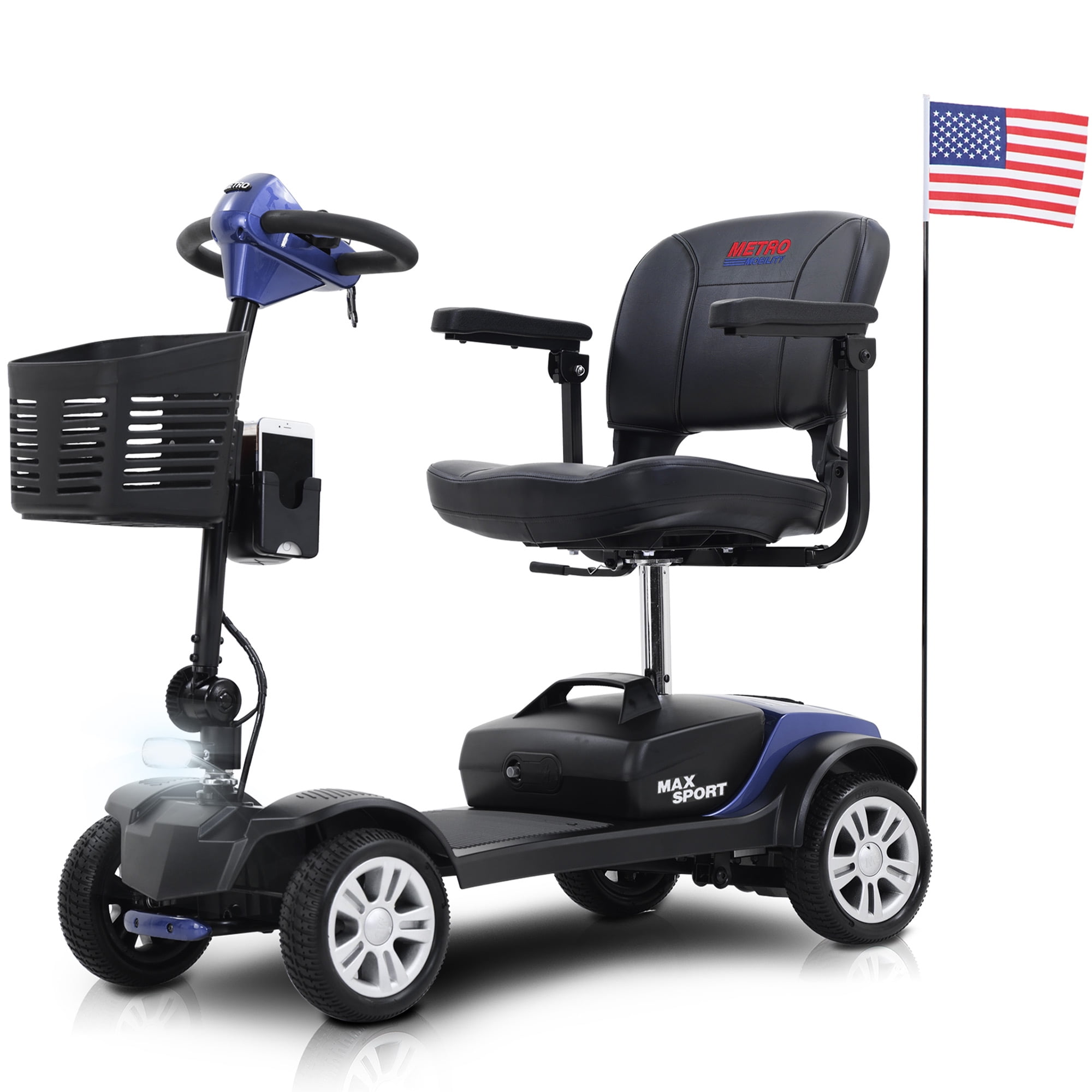 Electric Mobility Scooter, Outdoor Compact Motorized Scooter with 2 in 1 Cup & Holder, Duty Power for Seniors, Easy Assembly, 300lbs, Blue, SS1938 - Walmart.com