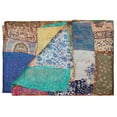 thumbnail image 3 of KANTHA Silk Throws 60" X 90" Turquoise / Blue / Yellow, 3 of 5