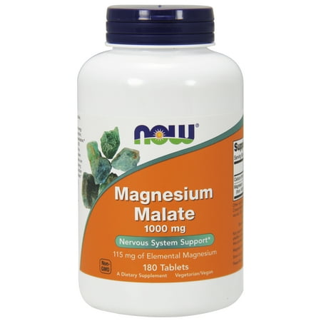 NOW Supplements, Magnesium Malate 1000 mg, Energy Production*, Nervous System Support*, 180 Tablets