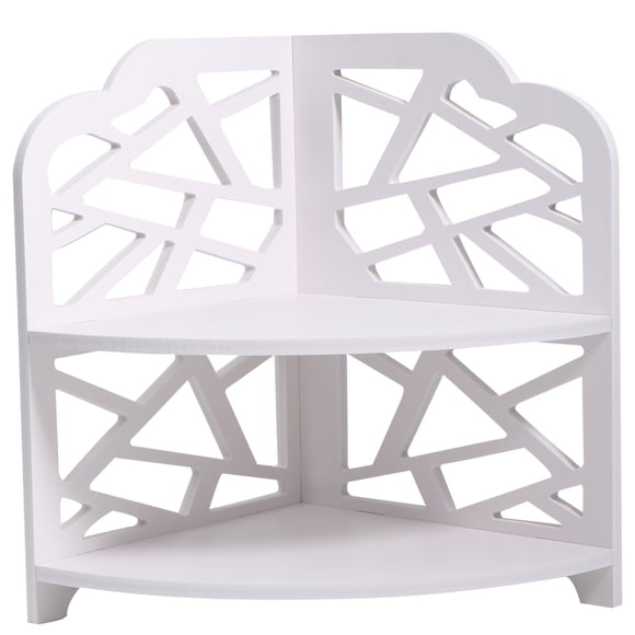 Estante de baño sencillo, esquinero tallado, hueco, para lavabo, mueble para el hogar (blanco)