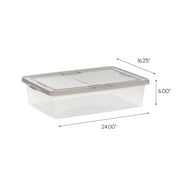 IRIS 28 Qt. Underbed Plastic Storage Bins with Lids, Stackable Storage Containers, Totes, 6 Pack