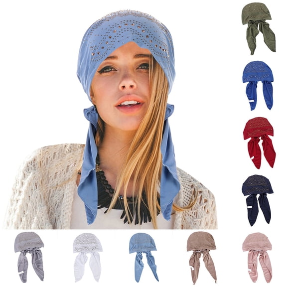 Women's Hijab Cap, Rhinestone Decorated Elastic Headscarf, Stretchy Muslim Head Cover for Prayer, Fashion Hair Beanie for Daily Wear, Outdoor Activities, and Modest Fashion-JN
