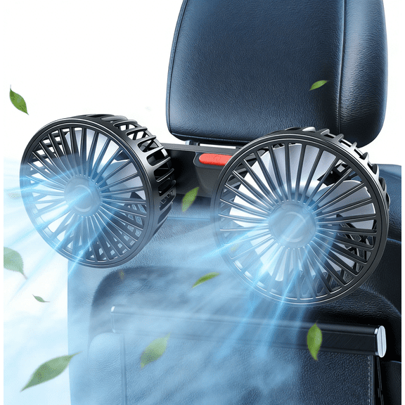 USB Car Cooling Fans for Backseat,Dual Head Car Fan for Kids,360° Rotatable Headrest Fans,3-Speed,Ultra-Quiet, 5V Powerful Electric Air Circulation Fan for SUV Truck Sedan