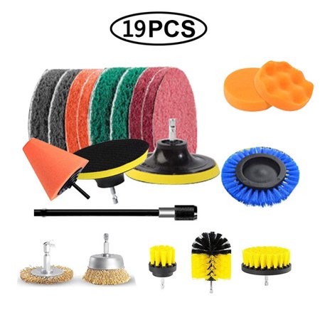 

UNTIOR - Power Scrubber Brush Set Car Polisher Bathroom Cleaning Kit Bathroom Kitchen Cleaning Tool Multipurpose Drill Brush Set