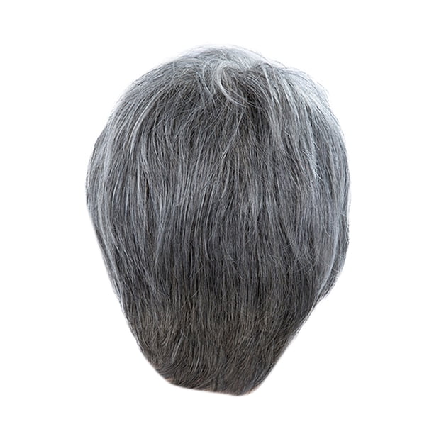 Perruque Homme Cheveux 100% Naturel Blanc Et Gris KEVIN 51 - Cheveux Humains - Style Naturel - Bonnet Moyen
