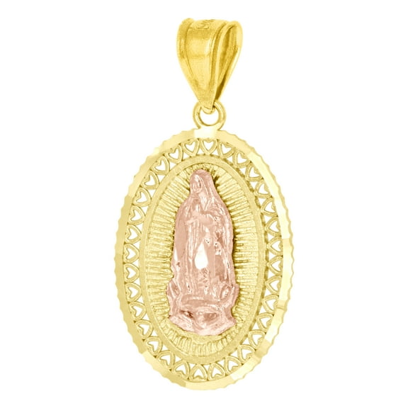 10kt Real Yellow Gold Unisex Lady Of Guadalupe Religious Charm Pendant