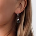 thumbnail image 3 of Gem Stone King 925 Sterling Silver Black Sapphire and White Lab Grown Diamond Dangle Earrings for Women (5.57 Cttw, Oval 9X7MM), 3 of 3