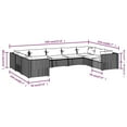 thumbnail image 4 of vidaXL 9 Piece Garden Lounge Set with Cushions Poly Rattan Black, 4 of 4
