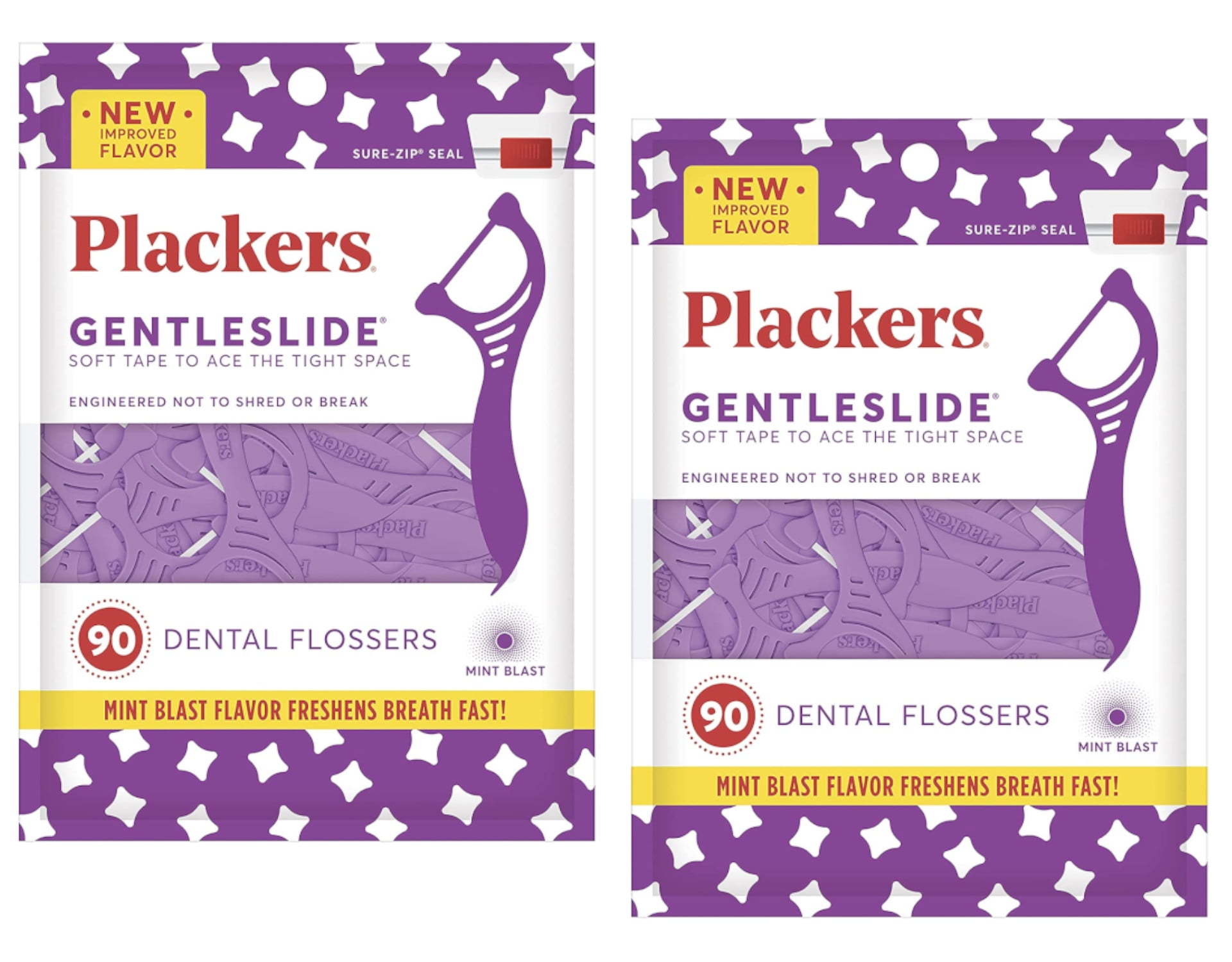 PLACKERS Gentleslide Dentla Flossers for Tight Teeth 90 ea (Pack of 2
