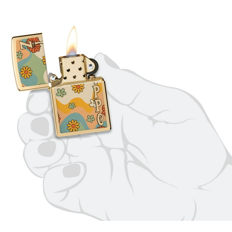 Zippo Flower Power Design High Polish Brass Pocket Lighter