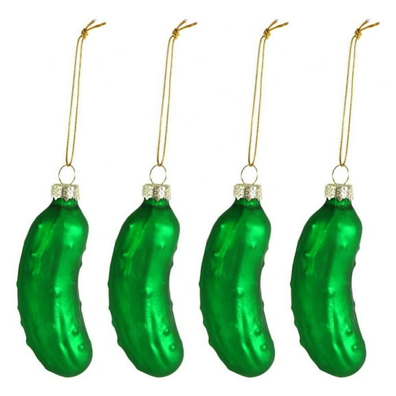 Transparent Glass Pickle Ornament for Christmas Tree (10 Piece) Christmas Pickle Ornament Shatterproof Small 3.5” Traditional German Christmas Decoration