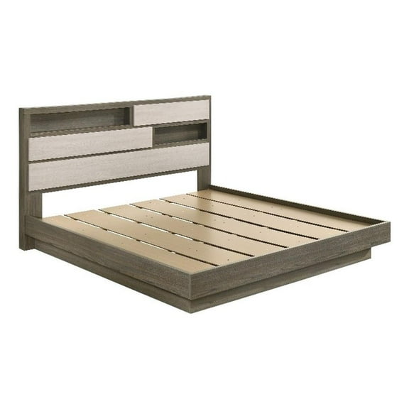 Fenwick Eastern King Bed Bookcase Headboard Grey Oak