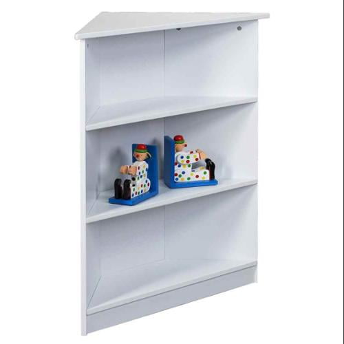 Three-Tier Wood Corner Bookcase in White