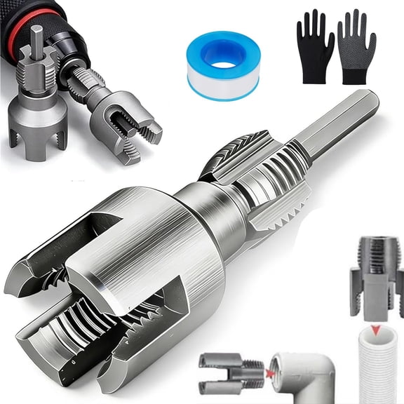 2026 New 4 In 1 Water Pipe Wrench,Integrated Internal & External Pipe Threading Tool,Pvc Pipe Threader,Pipe Tapping And Threading Tool - Cr-V Chromium Vanadium Steel, For 1/2'' & 3/4'' Pipes