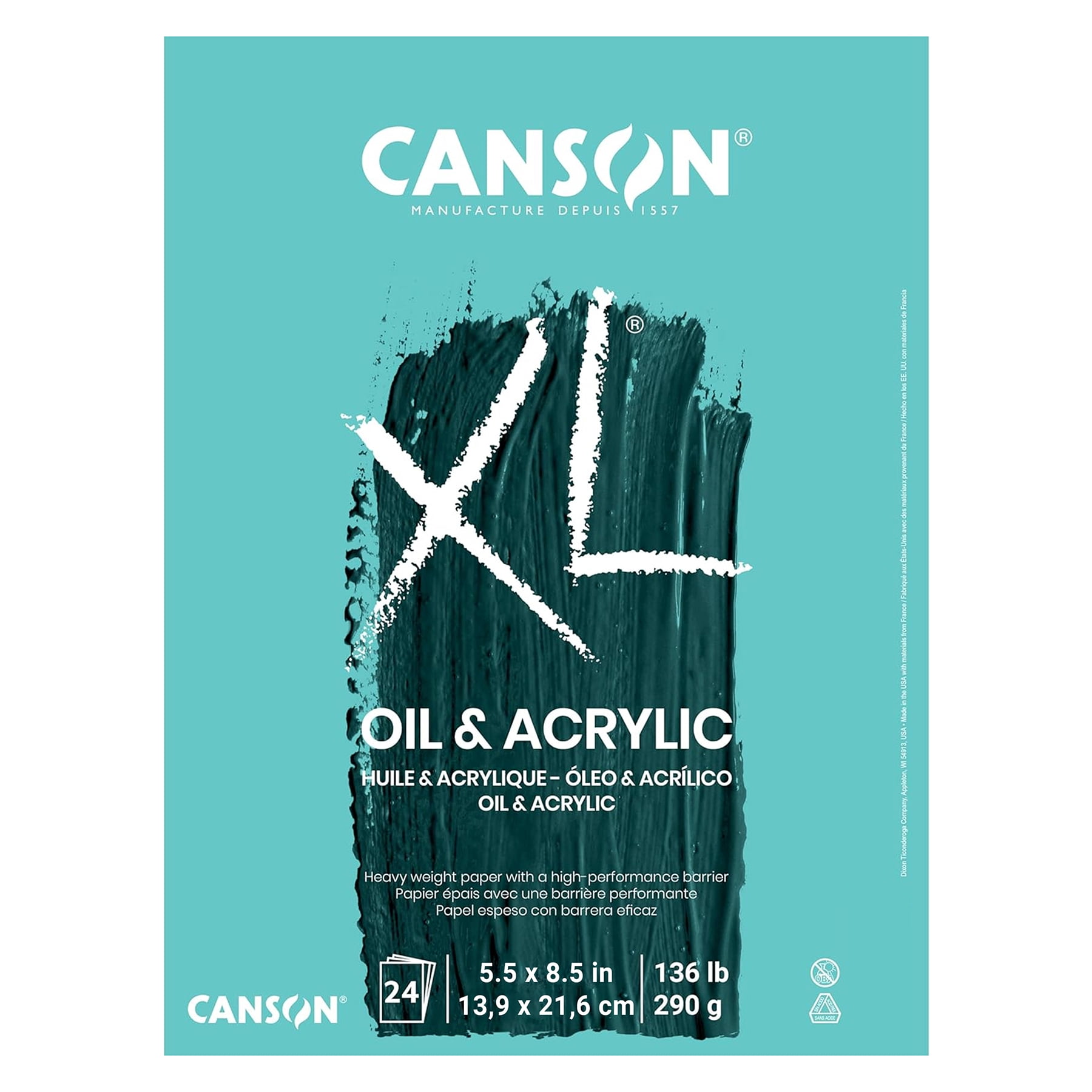 Canson XL Series Oil & Acrylic Pad, Foldover Binding, 24 Sheet, 5.5x8.5 inch, Pack of 2