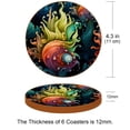 thumbnail image 3 of Sea Slug Round Coasters 6PCS Set in Microfiber Leather, 11x11 cm/4.3x4.3 in, & Stylish Drink Mats for Table, 3 of 6