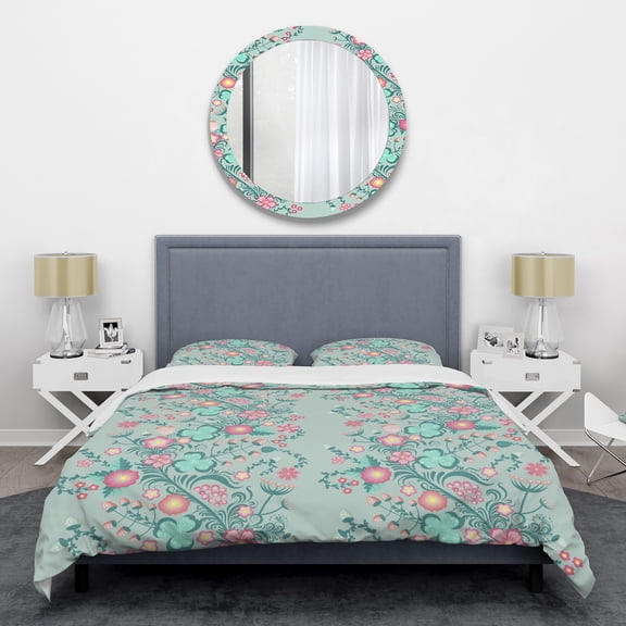 Designart 'Spring floral pattern in soft pastel colors' Mid-Century Modern Duvet Cover Set