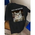 thumbnail image 1 of Boys' Short Sleeve T-Shirt - Black Funny Cat Graphic & "Wait I'm Goated" Print, Casual Summer Top, Breathable Round Neck Tee for Outdoor Play & Casual Attire, Cat Shirt, 1 of 6