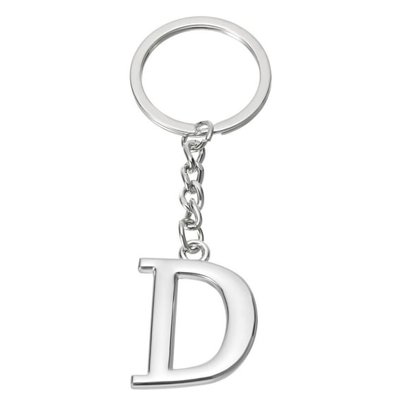 Uxcell Initial Letter Key Chain, Letter D Key Chain Pendant Key Ring Bag Backpack Decor, Silver