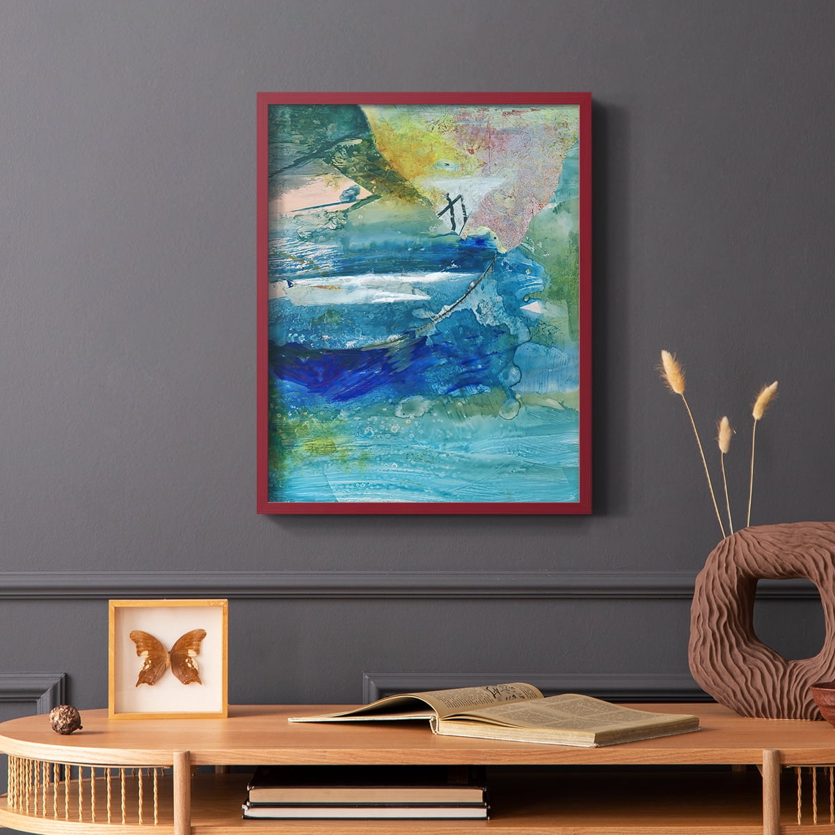 Spring Winds VII in Red Solid Wood 11 x 14 Framed Print