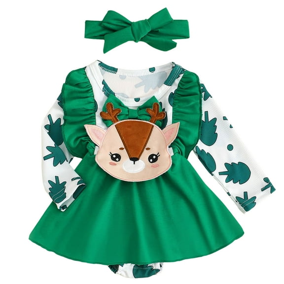 Zshosam Fall Baby Boy Clothes Baby Boys Christmas Bodysuits Print Autumn Long Sleeve Romper Bodydsuit Clothes Regular Fit Daily Wear Size 12 18 Months,(Green 12-18 Months)