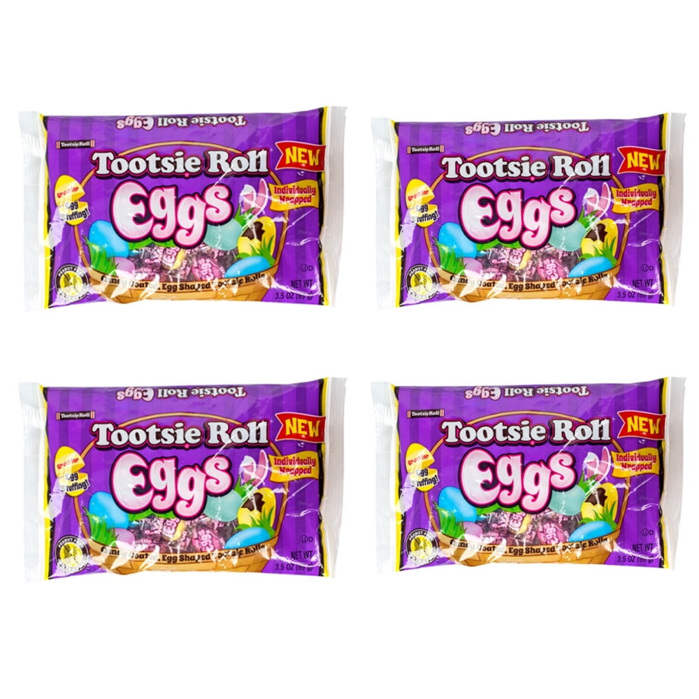 Tootsie Roll Eggs Candy Coated Egg Shaped Individually Wrapped 4 Pack