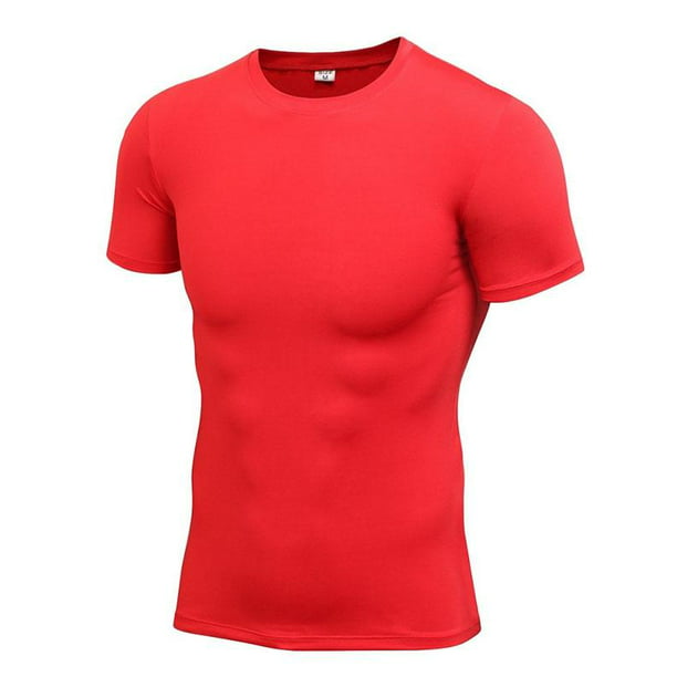 Fymall - Fymall Men Soft Tight Compression Sports T-shirt Stretch Shirt ...