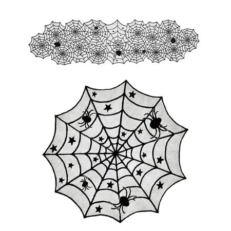 

2 Pcs Halloween Table Cloth Spider Web Tablecloth Dining Table Placemat