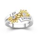 thumbnail image 1 of Anillo de moda en inglés de Europa y Estados Unidos Anillo femenino de margaritas de dos colores con diamantes, 1 of 5