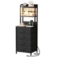 thumbnail image 2 of GUNAITO Nightstand with Charging Station & LED Light, 4 Fabric Drawers & 3 Shelves Bedside Table, Modern End Table for Bedroom,Deke Black, 2 of 8