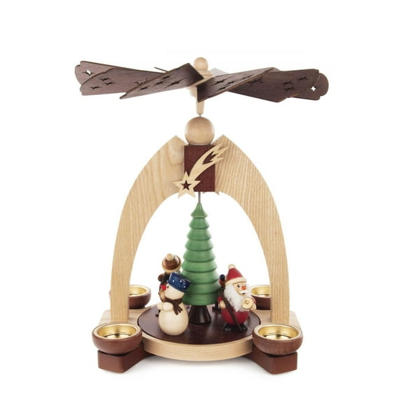 Alexander Taron 13" Dregeno Santa and Snowman Christmas Pyramid Tea Light Candle Holder