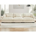 thumbnail image 3 of Extra Large 3-Seater Modern Velvet Sofa - Cream Color, Soft Vintage Fabric with Oversized Seat and Back Support, Includes Waist and Throw Pillows, 3 of 8