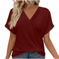 thumbnail image 2 of Soki Blouse Mode Femme Manches Courtes Col en V T-Shirt Tops Liquidation, 2 of 9