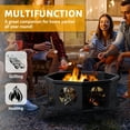 thumbnail image 6 of Segmart Fire Pits for Outside, 32" Wood Burning Fire Pit Tables with Mesh Screen Lid, Poker, Food Clip, Backyard Patio Fire Pit for Backyard Patio Garden BBQ Grill, Black, S7037, 6 of 10