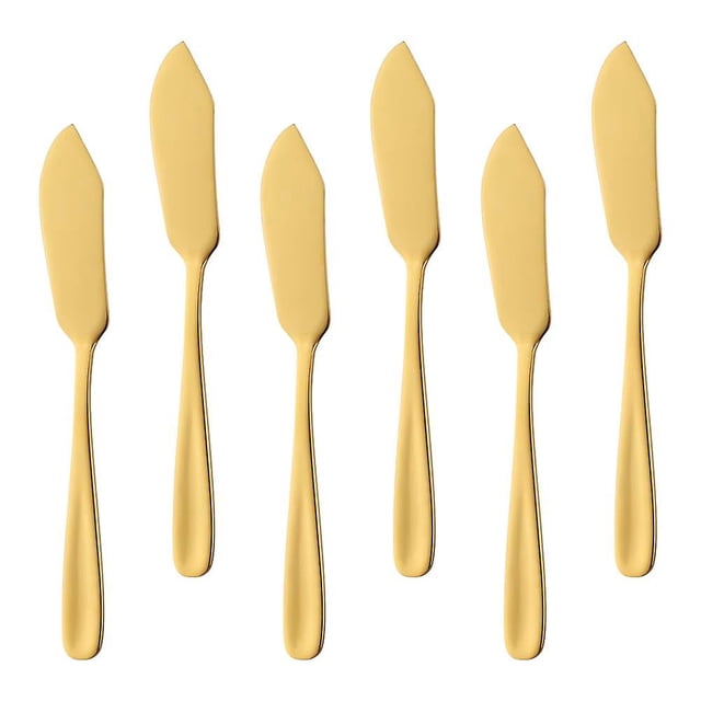 Cuchillos para mantequilla de acero inoxidable, 6 esparcidores de queso, juego de cuchillos esparcidores dorados para queso, gelatina y mermelada