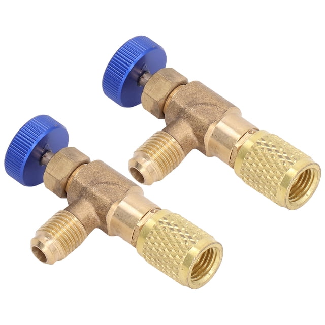 Valve de Contrôle de Réfrigérant, 2 Pcs Valve de Dosage de Tuyau de Charge de Réfrigérant en Laiton pour R22 R404 R407 Filetage 1/4SAE