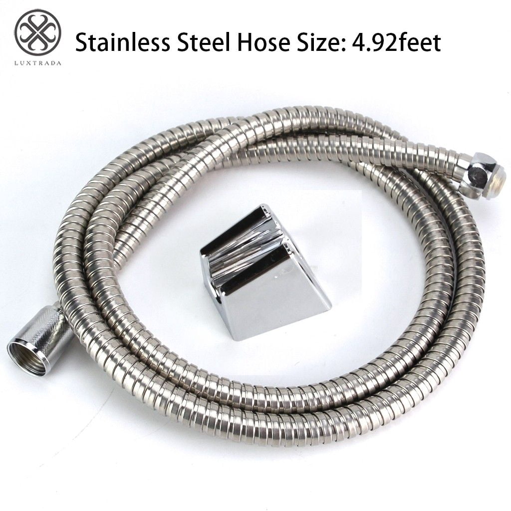 Luxtrada Stainless Steel Handheld Bidet Spray Shattaf Toilet Brass T-Adapter and Hose Kit